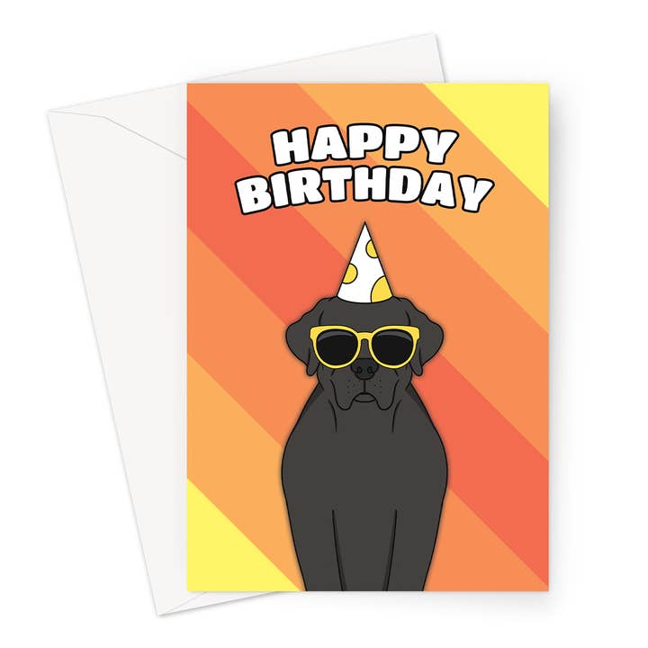 Happy Birthday Card | Black Labrador Dog | 7x5" Card for wholesale by Cupsie's Creations