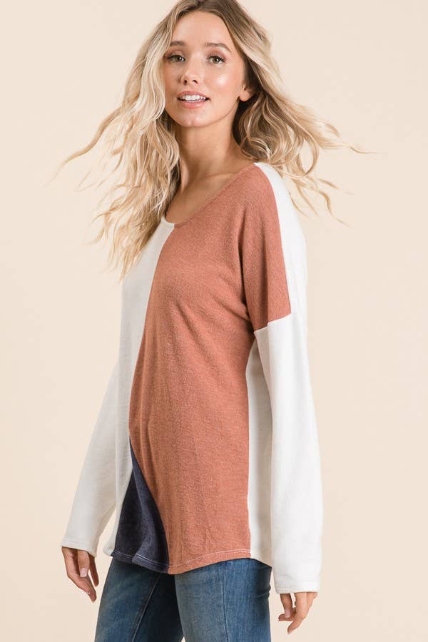 lovely melody - Vente Haut en maille – femme - LMT124 - Haut en maille colorblock en cachemire 5