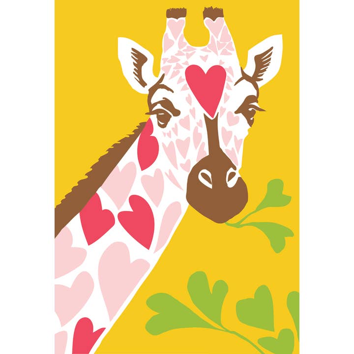 RLO-230 Giraffe with Hearts Art Print for wholesale by Rigel Paper