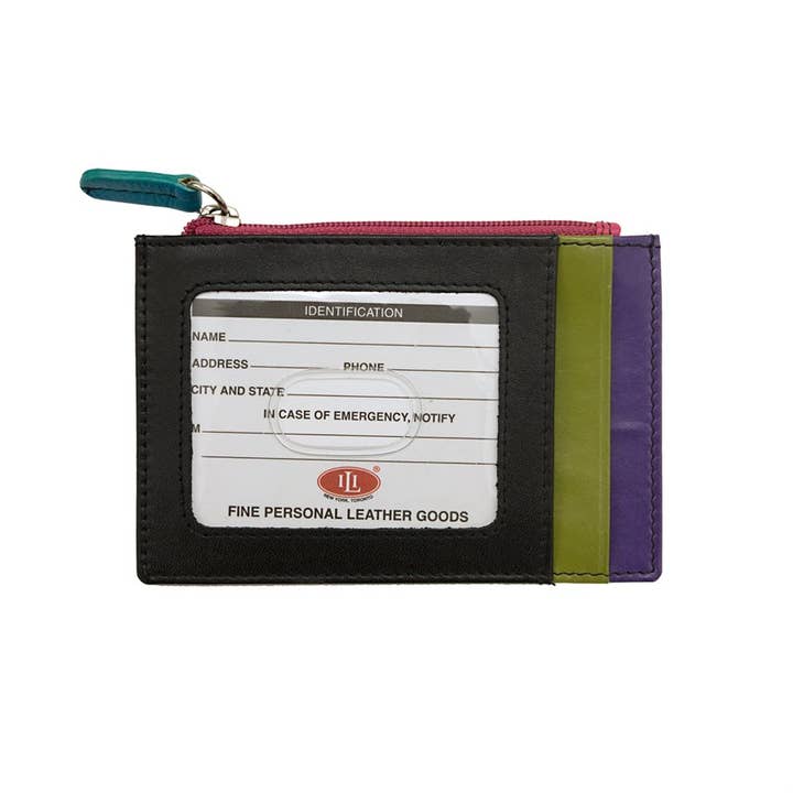 ili New York - Wholesale Card Holder - Unisex - 7416 Leather CC-ID Holder with Zip Pocket