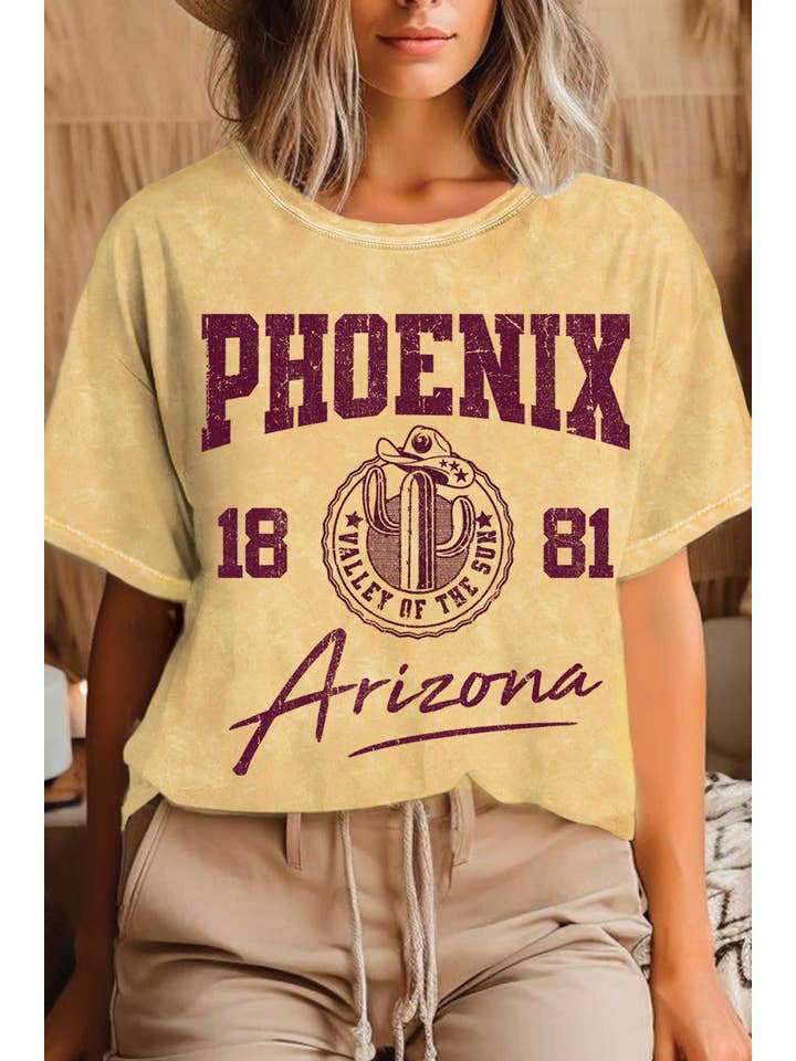 Rustee Clothing - Wholesale Screen Printed T-Shirt - Women's - PHOENIX ARIZONA 1881 MINERAL GRAPHIC TSHIRTS