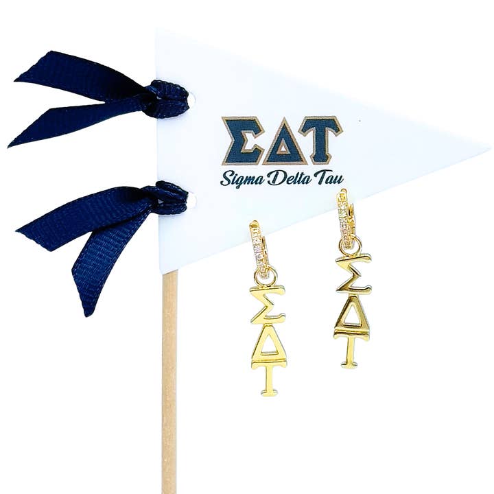 Color Shout - Wholesale Huggie Earrings - E208 Sorority Greek Letter Earrings Huggie Hoops21