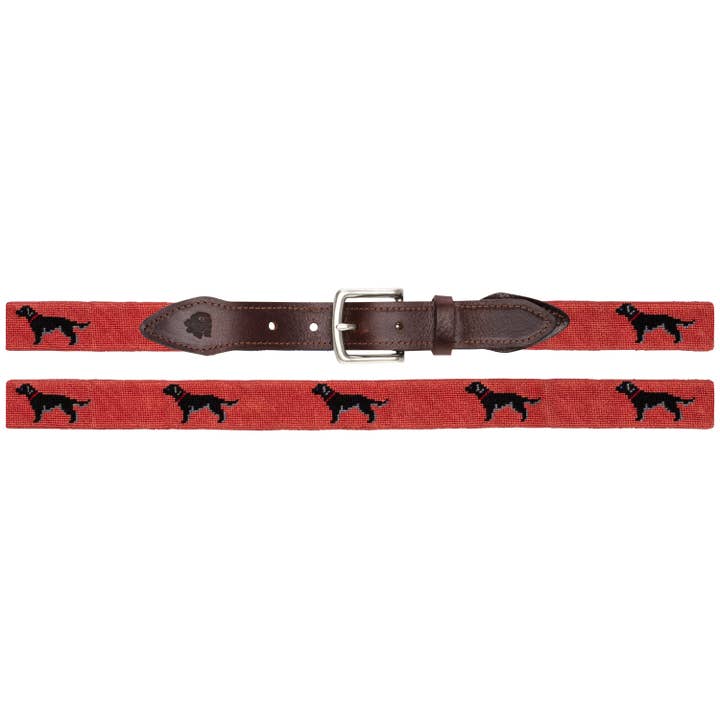 Black Lab Needlepoint Belt - Salmon for wholesale by Good Threads