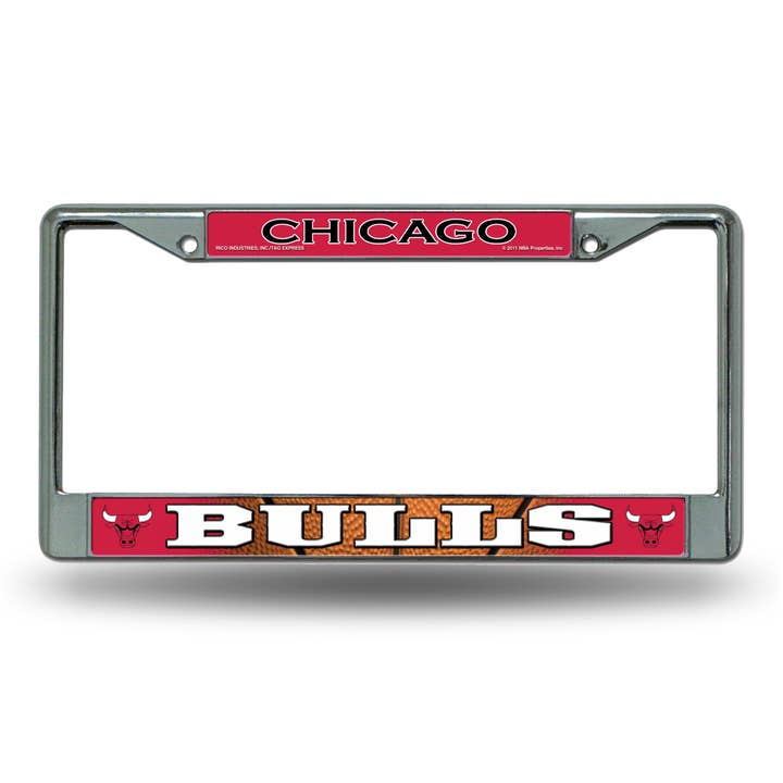NBA Chicago Bulls 12" x 6" Silver Chrome Frame With Decal for wholesale by Rico Industries