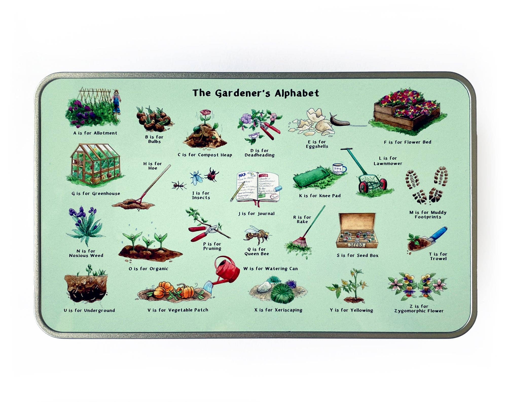 Yeti Cards & Gifts - Wholesale Decorative box - The Gardener's Alphabet Storage Tin4