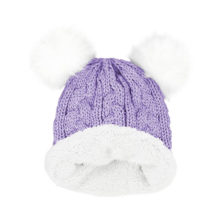 Grand Sierra - Wholesale Beanie - Kids - Girls Double Pom Knit Cuff Hat - 441624