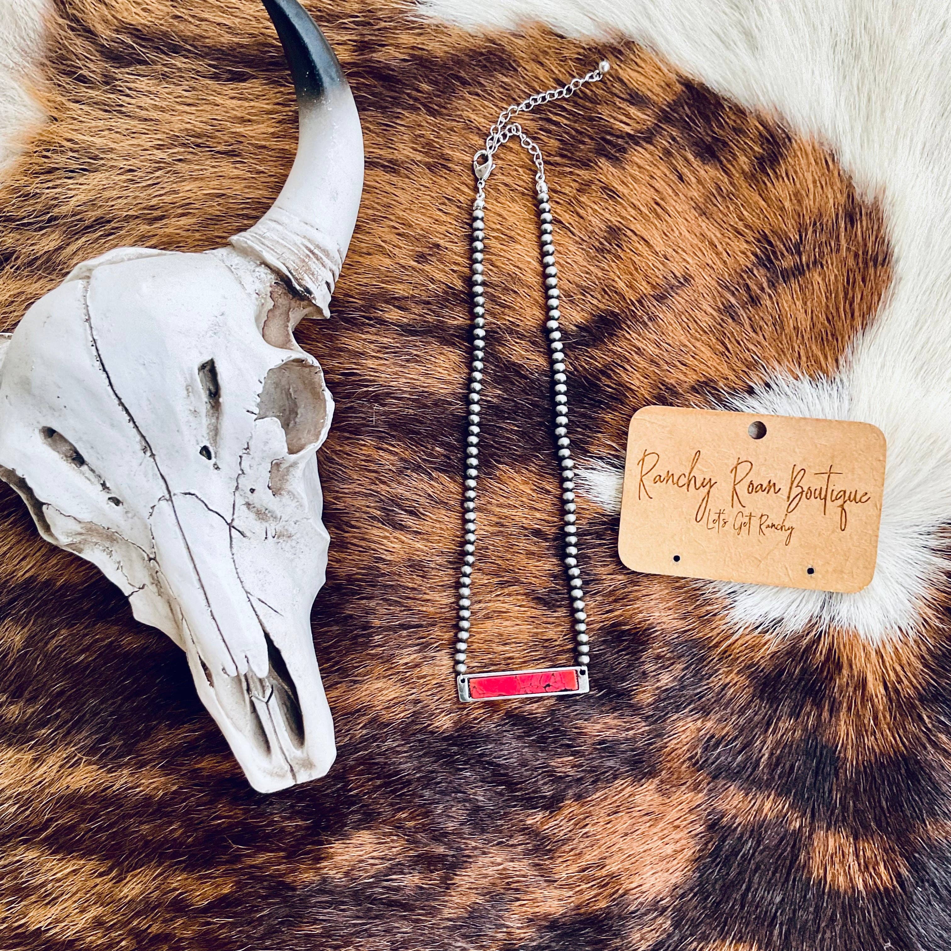 Ranchy Roan Boutique - Wholesale Choker/Collar - Western Stone Bar Pendant Choker Necklace3