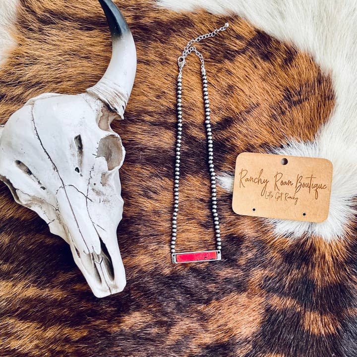 Ranchy Roan Boutique - Wholesale Choker/Collar - Western Stone Bar Pendant Choker Necklace3
