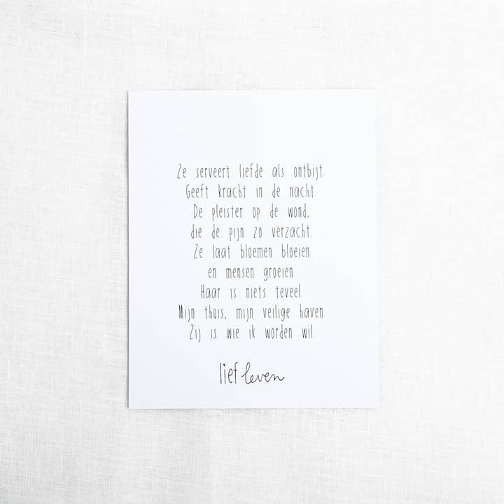 Lief Leven - Wholesale Poster - Mini poster For mom she serves love1