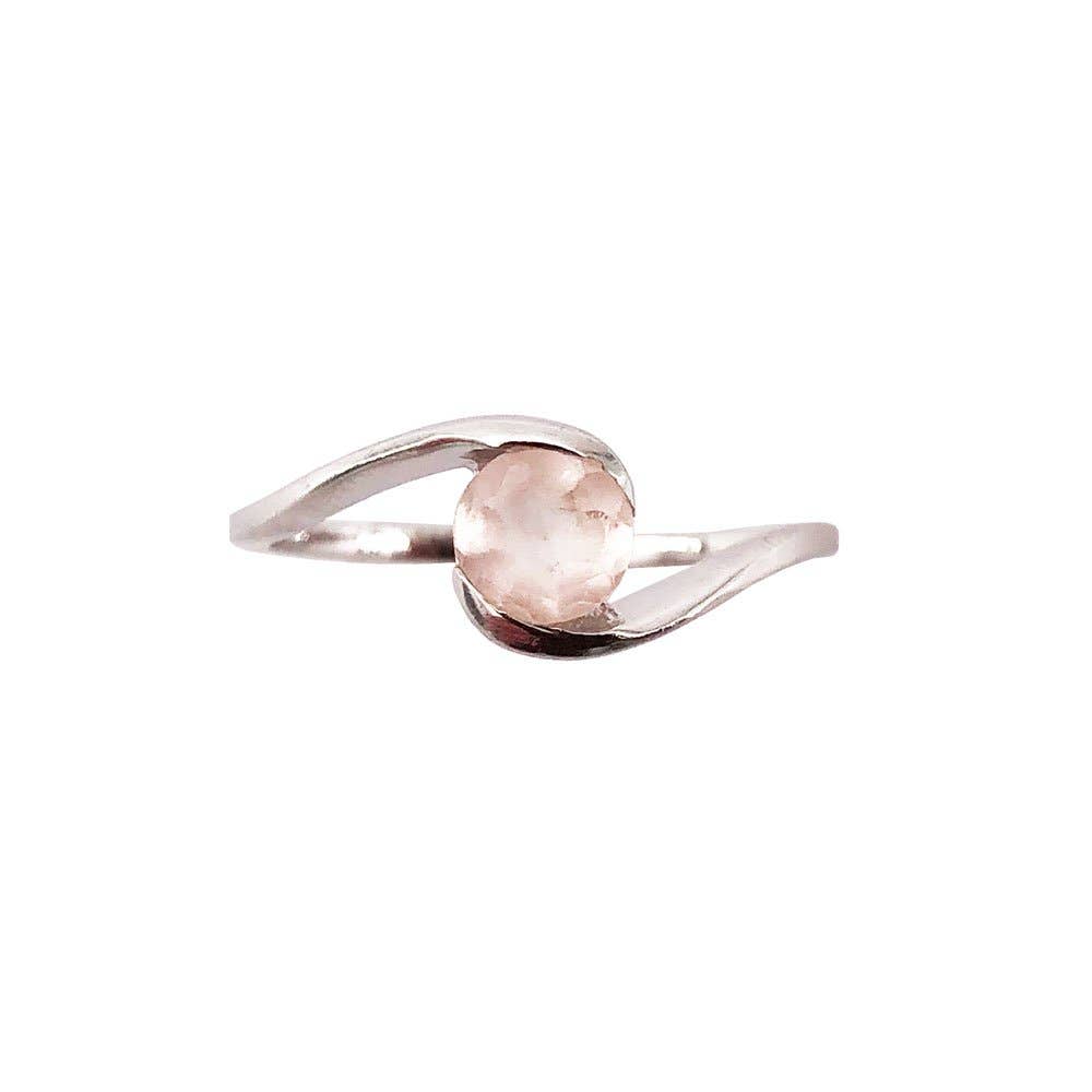 France Mineraux - Wholesale Single Stone/Solitaire Ring - Rose Quartz Ring “Doriane” - Sterling Silver