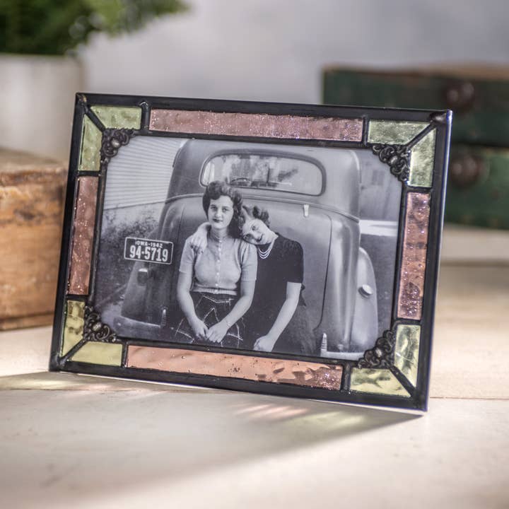 J Devlin Glass Art & Bert Anderson Collection - Wholesale Picture Frame - Pink Glass Picture Frame - Pic 464 4x6 or 5x7