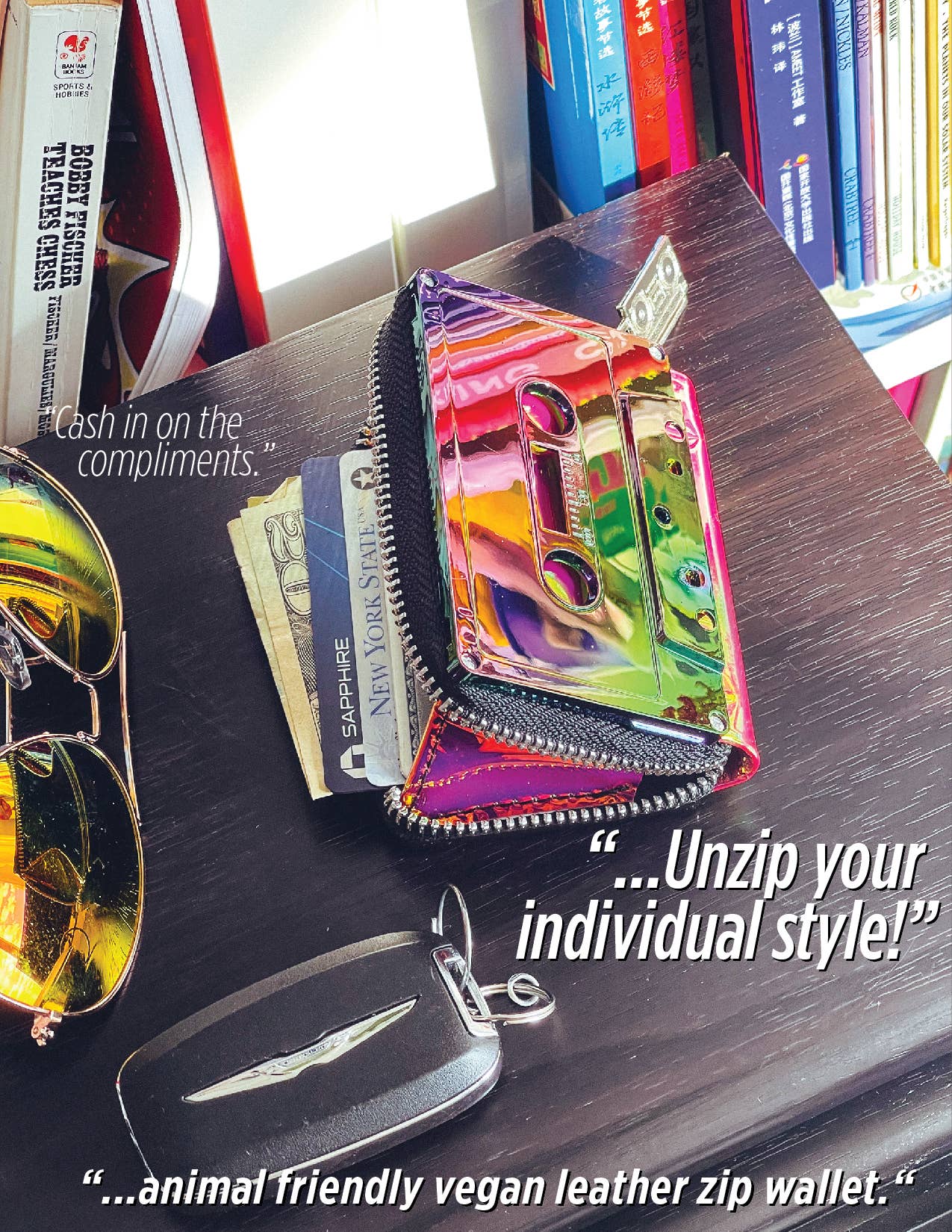 Fydelity - Wholesale Wallet - Unisex - 70265 Small Womens Cute Wallet Retro 80s Cassette Tape Black6