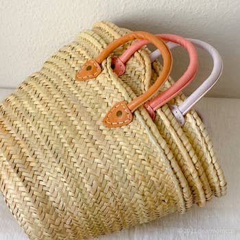 Moroccan Market Basket with Four Straps LONG AND Short handles tote bags  straw