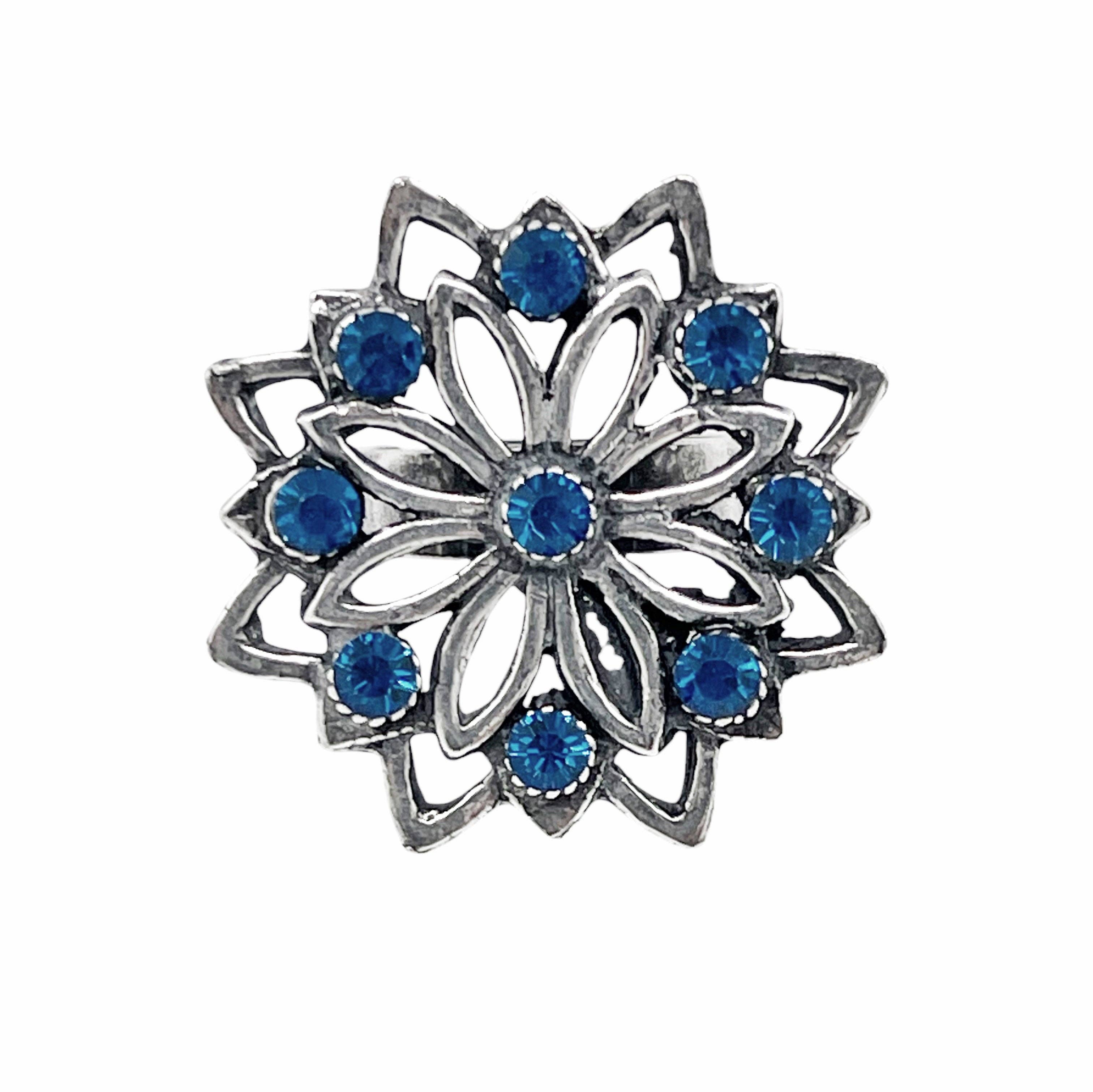 Gloria Mago - Wholesale Cocktail/Statement Ring - Carousel Ring in 10µm silver and blue crystal2