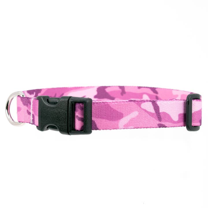 Collier pour chien camouflage rose - Fabriqué aux États-Unis pour la vente par Buttonsmith