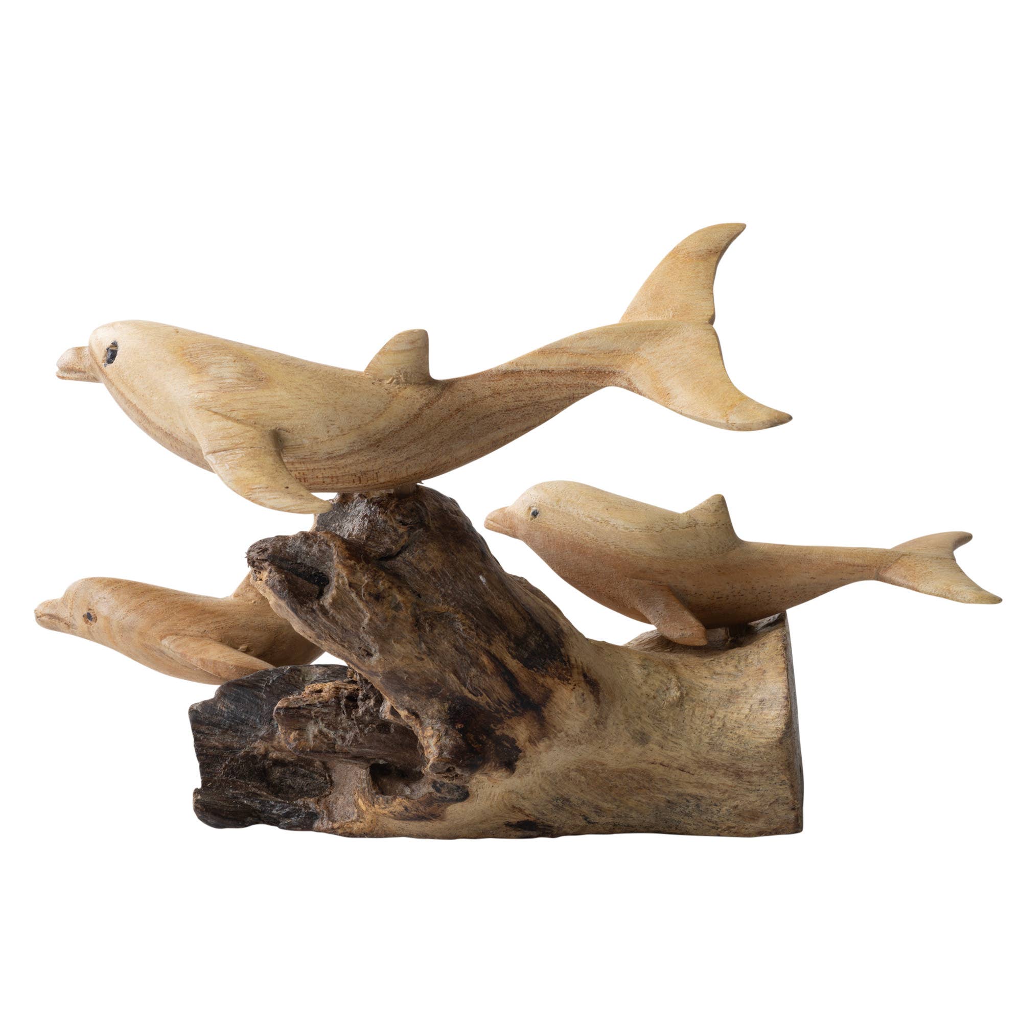 Benjamin International - Wholesale Decorative Figurine - 3 WOODEN DOLPHINS W/ BASE2
