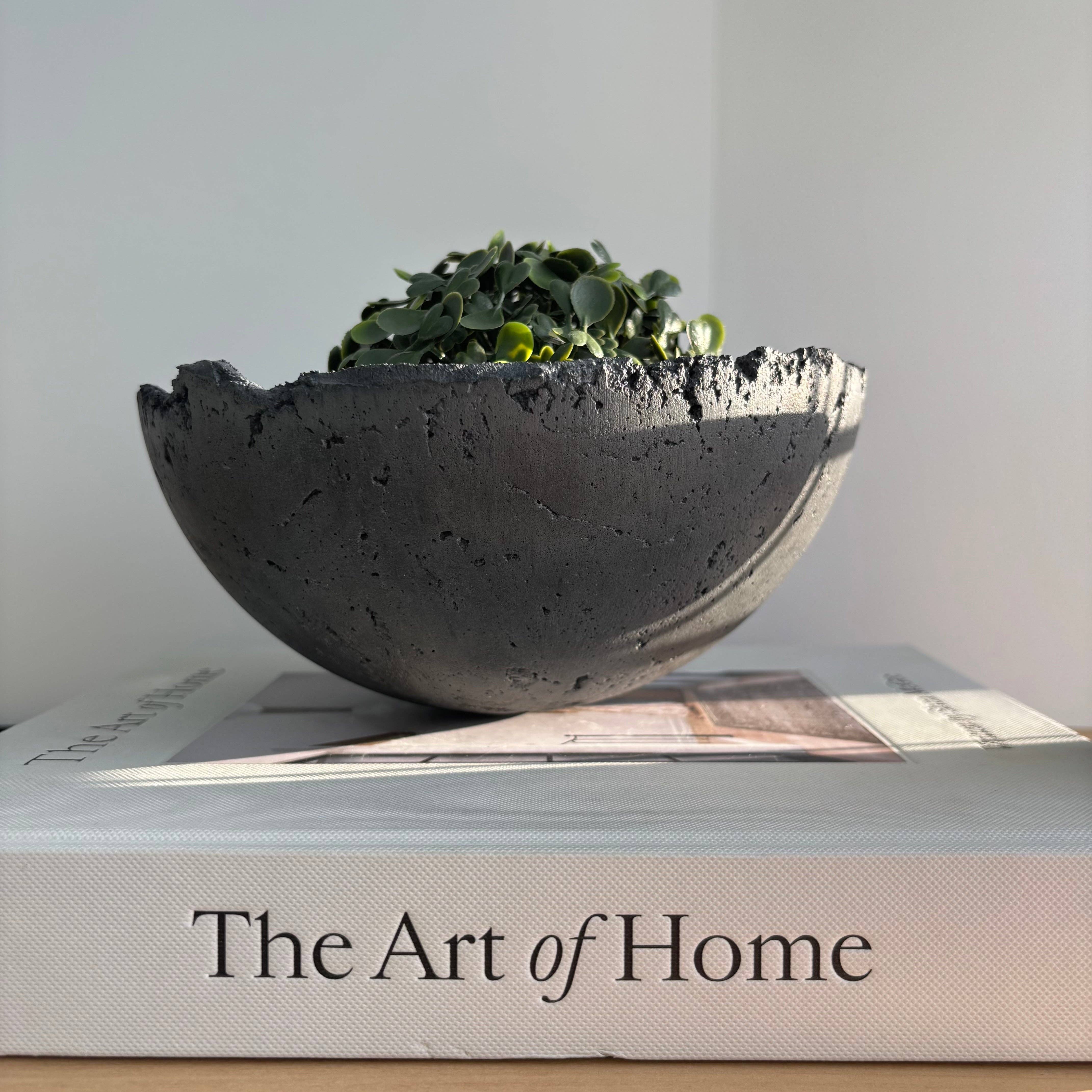 Fancy Concrete - Wholesale Decorative Plate/Dish/Bowl - Half Moon Bowl Pot 7" | Decorative Bowl | Rough Concrete Bowl14