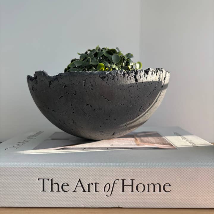 Fancy Concrete - Wholesale Decorative Plate/Dish/Bowl - Half Moon Bowl Pot 7" | Decorative Bowl | Rough Concrete Bowl14