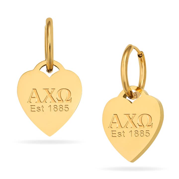 Alpha Chi Omega - Boucles d'oreilles Huggie : Pendentif Cœur pour la vente par Shawn Paul