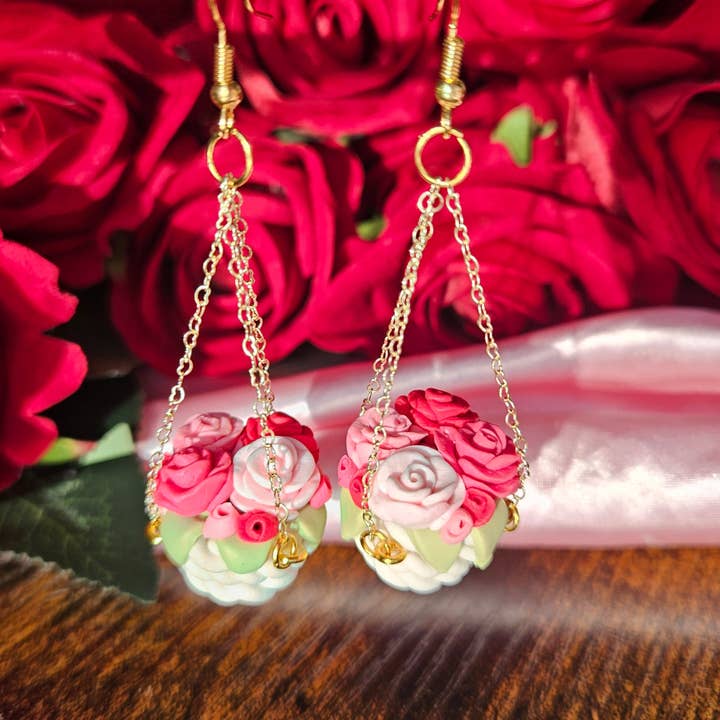 Cestas colgantes de rosas de San Valentín para venta al por mayor de Pinky Creates