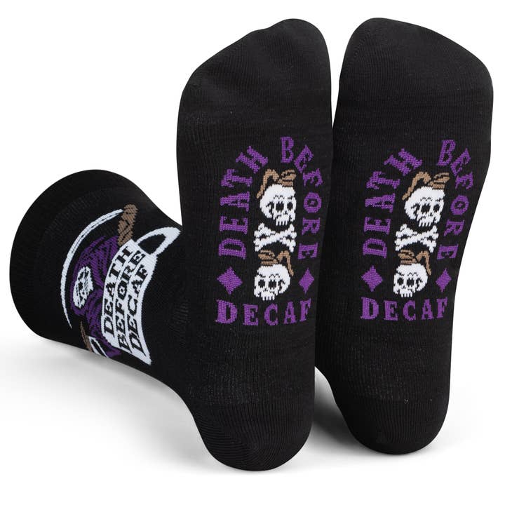 Lavley - Wholesale Socks - Unisex - Death Before Decaf Socks for Coffee Lovers0