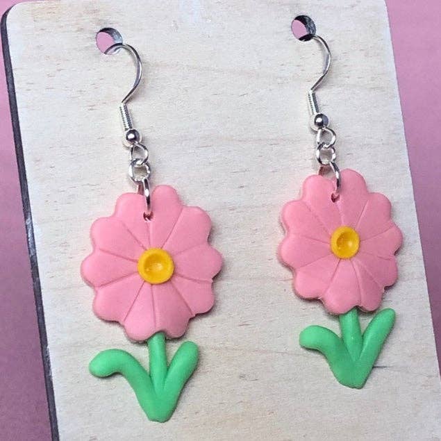 Pink Flower øreringe for engroshandel hos Baked Cupcake