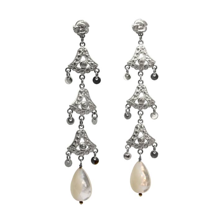 Silber Moon Lotus Shimmy Ohrringe für den Großhandel von Kate Dumbleton Jewellery