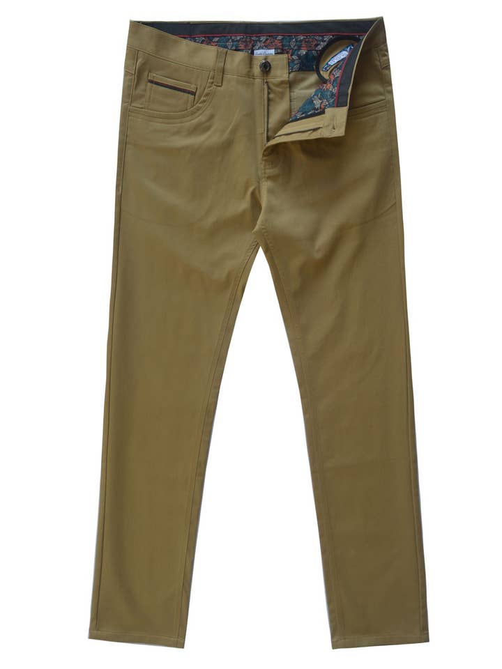 Solid Stretch Chino Pant - Khaki for engroshandel hos Suslo Couture