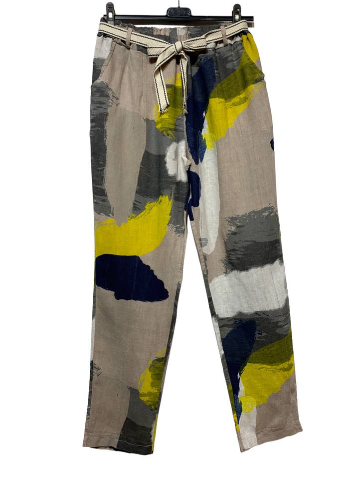 LINEN & COTTON HOUSE - Wholesale Pants - Women's - TROUSER IN LINEN 0541 ABSTRACT PRINT