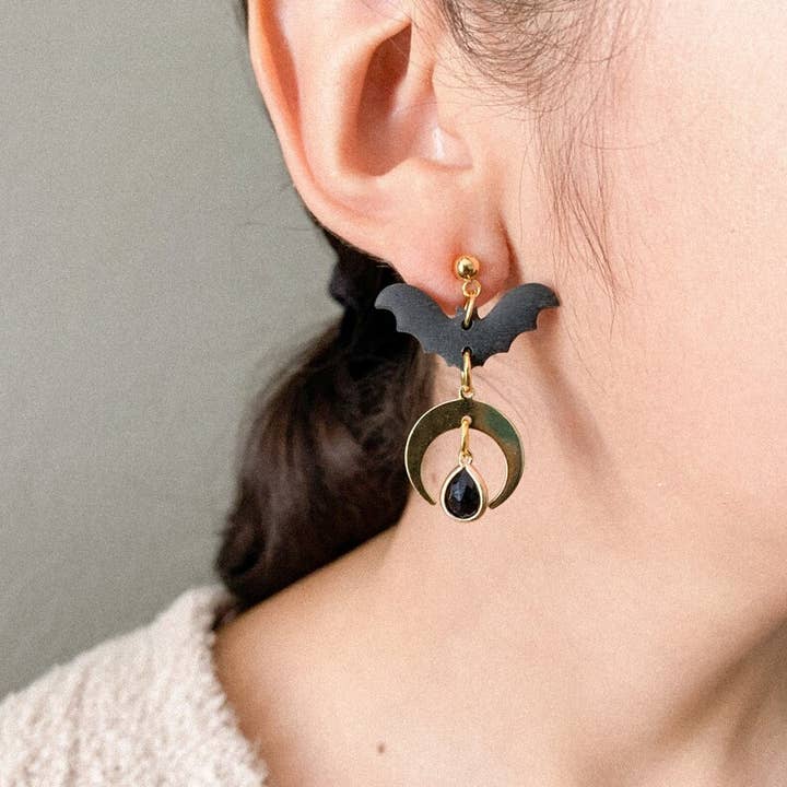 Lotus of clay - Wholesale Dangle Earrings - Halloween bat earrings | fall clay earrings | Halloween 20253