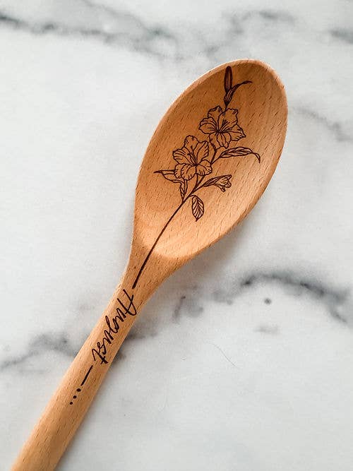 Wood & Ash - Wholesale Kitchen Spoon - Birth Flower Wooden Cooking Spoons7