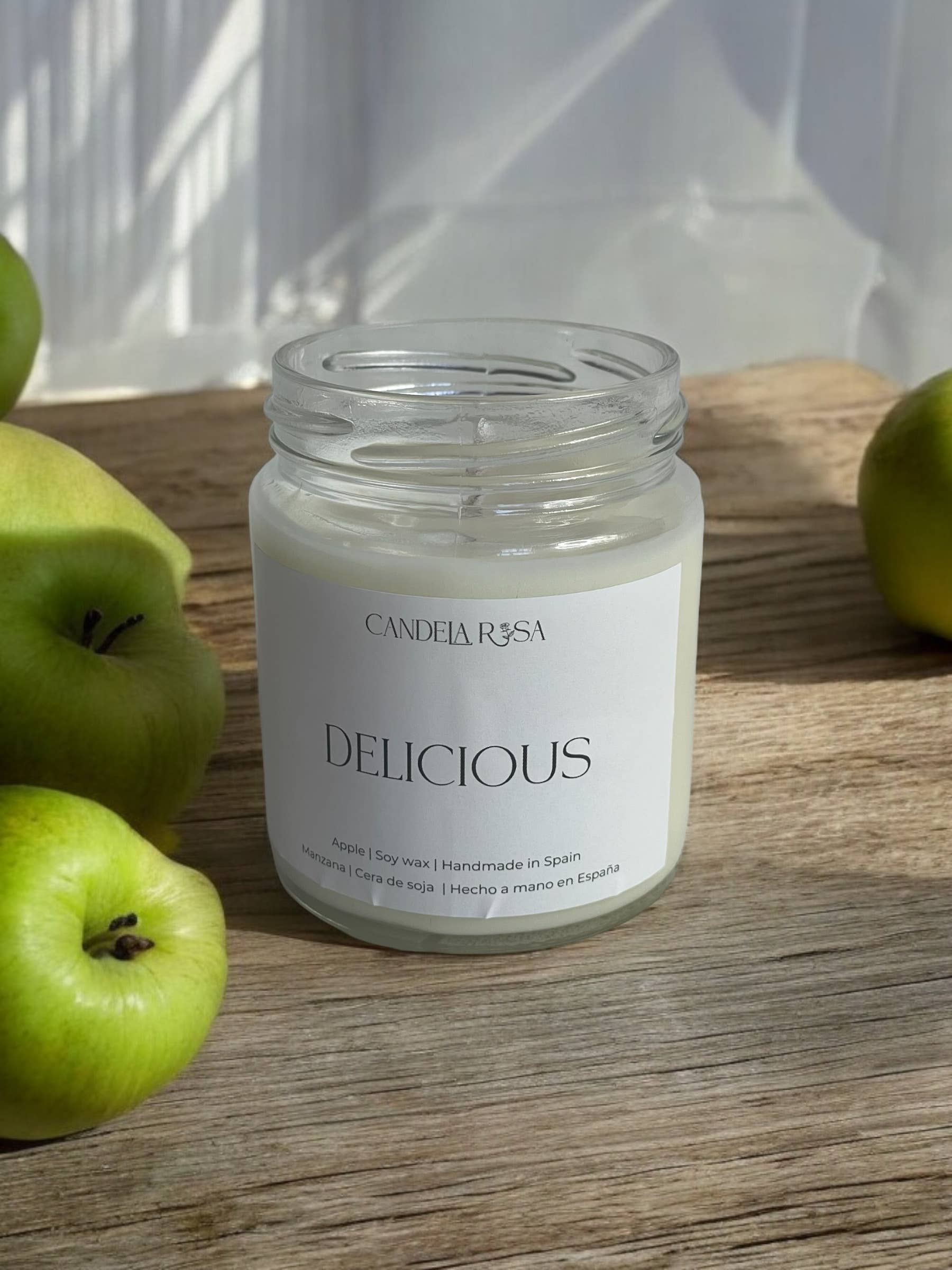 Candela Rosa - Wholesale Jar/Filled Candle - Artisanal apple soy wax scented candle  0