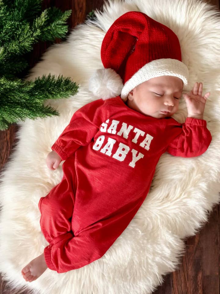 SIIX Collection - Wholesale Jumpsuit - Baby - Santa Baby / Organic Long Sleeve Jumpsuit