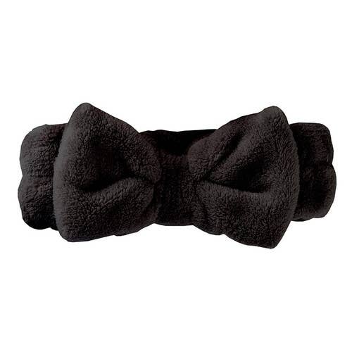 Plush Bow Spa Headband - Black for wholesale by Bella Sleep + Spa