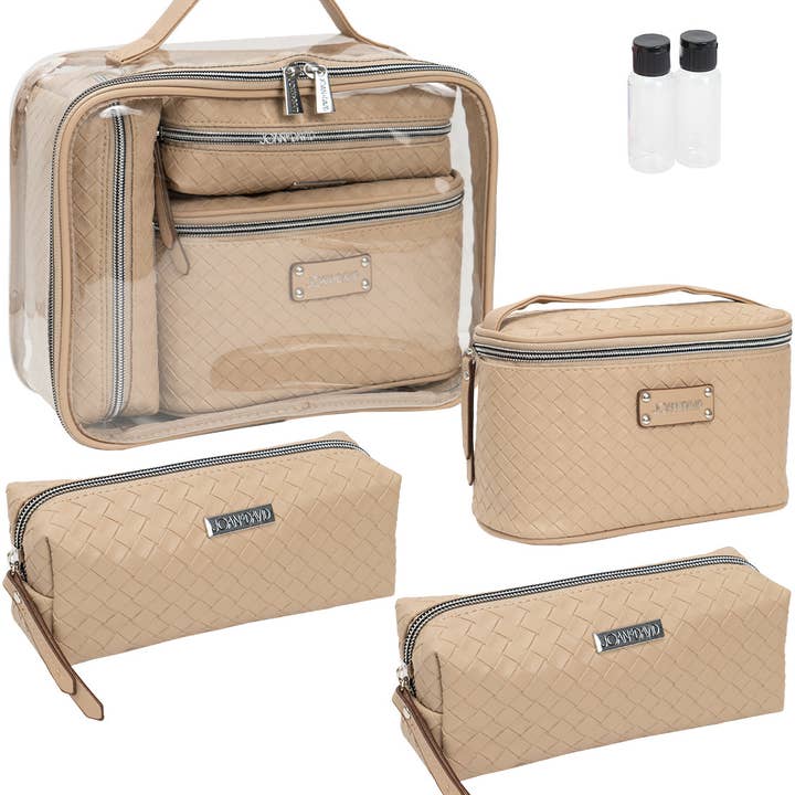 Magid - Wholesale Makeup/Cosmetic Bag - Joan & David Woven 4 Piece Clear Cosmetic Bag Set