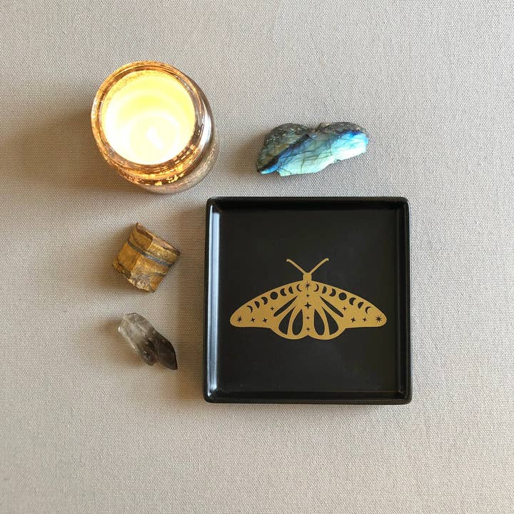 Wishcraft Goods - Wholesale Jewelry Dish - Cosmic Moth Square Catchall Dish