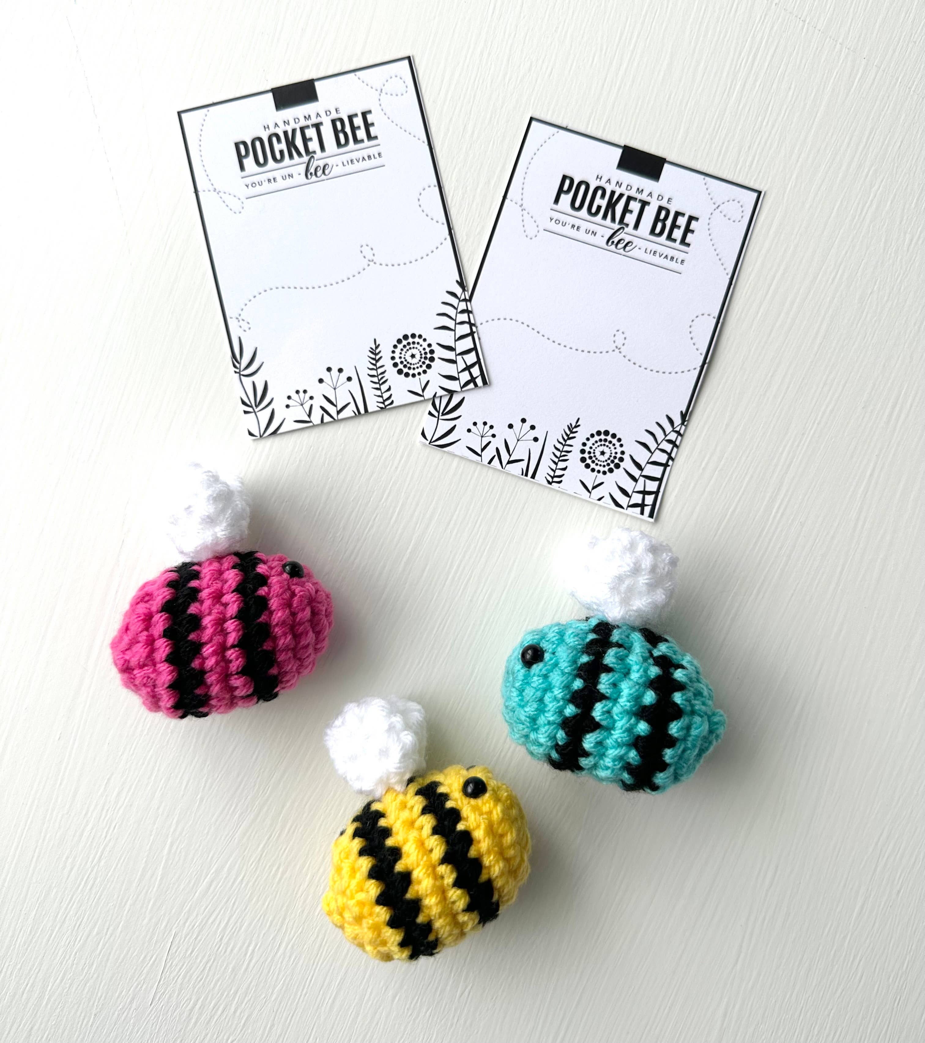 Crochet Happens - Wholesale Stuffed/Plush Toy - Kids & Baby - Pocket Bees - Set of 6 - Made to Order