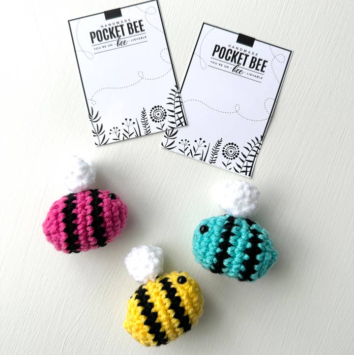 Crochet Happens - Wholesale Stuffed/Plush Toy - Kids & Baby - Pocket Bees - Set of 6 - Made to Order