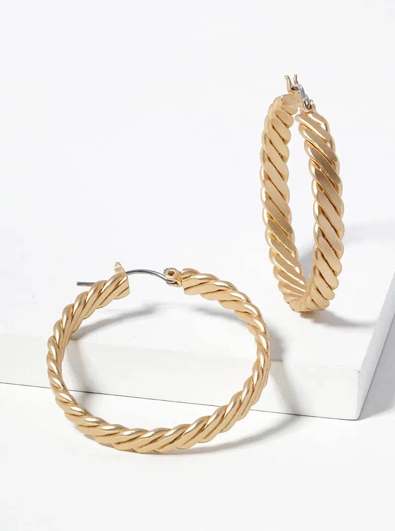 Wild Honey - Wholesale Hoop Earrings - Twisted Metal 35mm Latch Back Hoop Earrings1