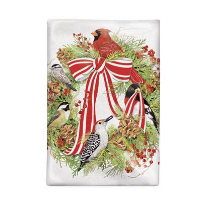 Winter Bird Wreath Bagged Towel for wholesale by Mary Lake-Thompson Ltd.