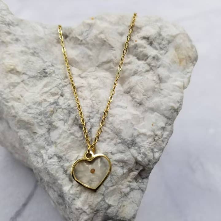 The Pretty Jewellery - Wholesale Pendant/charm necklace - Mustard Seed Heart Pendant Necklace