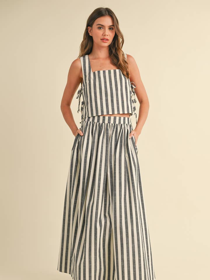 MIOU MUSE - Wholesale Tank Top - Women's - T4707ST STRIPE PATTERN TIE ON THE SIDE TOP