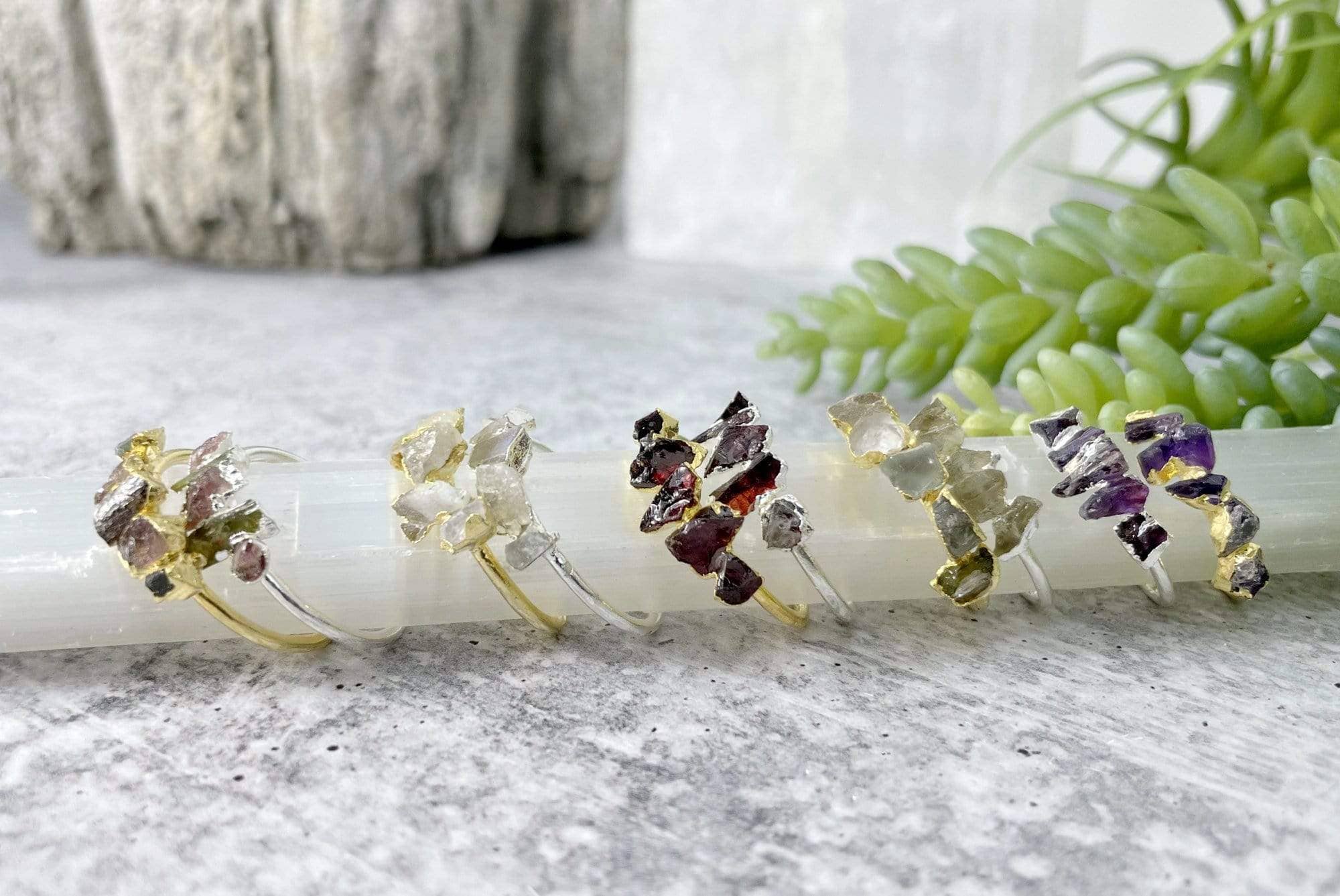 Rock Paradise – wholesale Single stone/solitaire ring – Crystal Raw Stone Ring in Gold or Sterling - Organic Shapes3