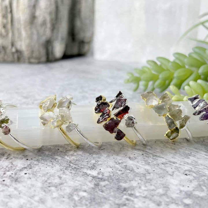 Rock Paradise - Wholesale Single stone/solitaire ring - Crystal Raw Stone Ring in Gold or Sterling - Organic Shapes3