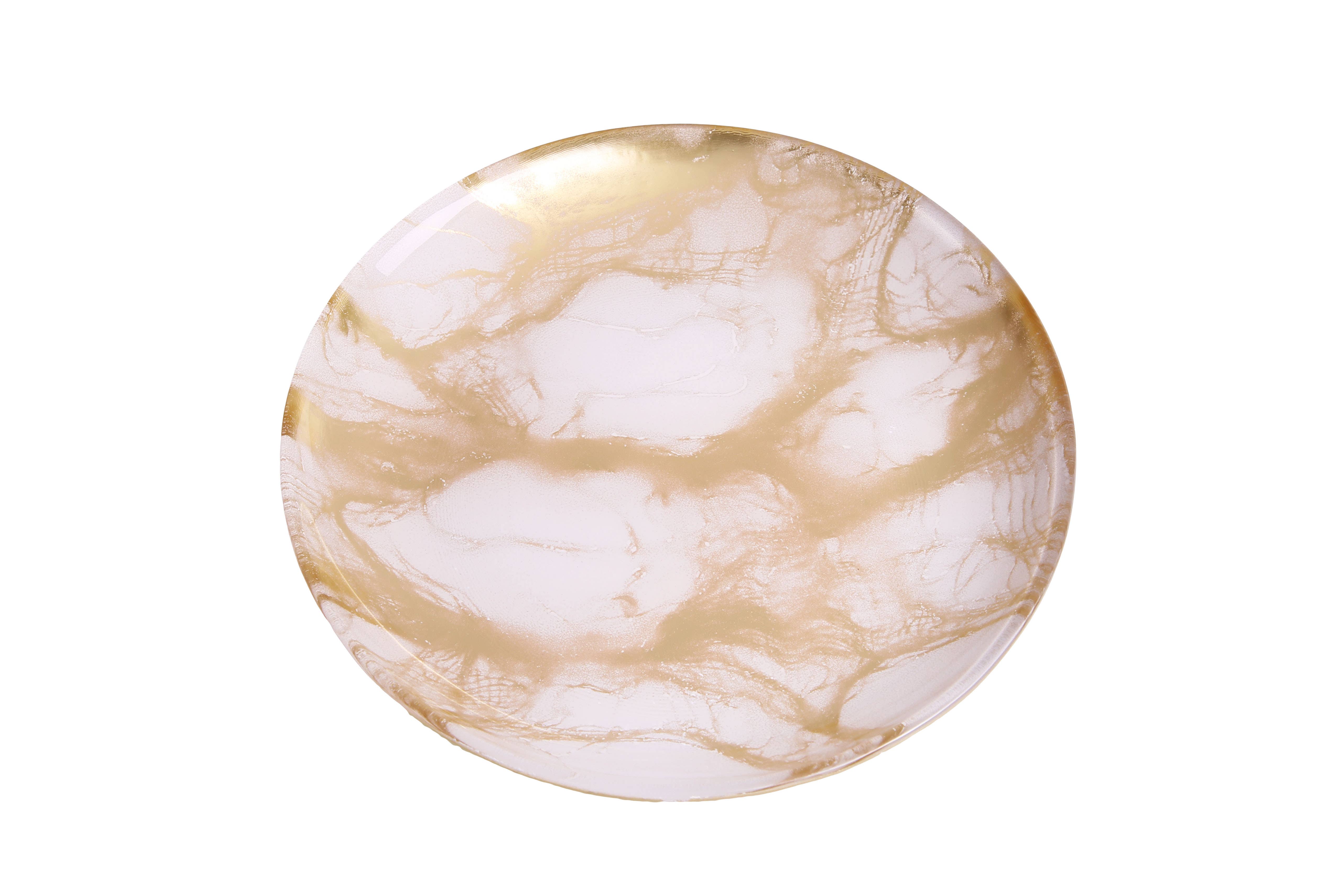 CLASSIC TOUCH DECOR INC. - Wholesale Dinner Plate - 6.5"D Set Of 4 Gold White Marble Plates1