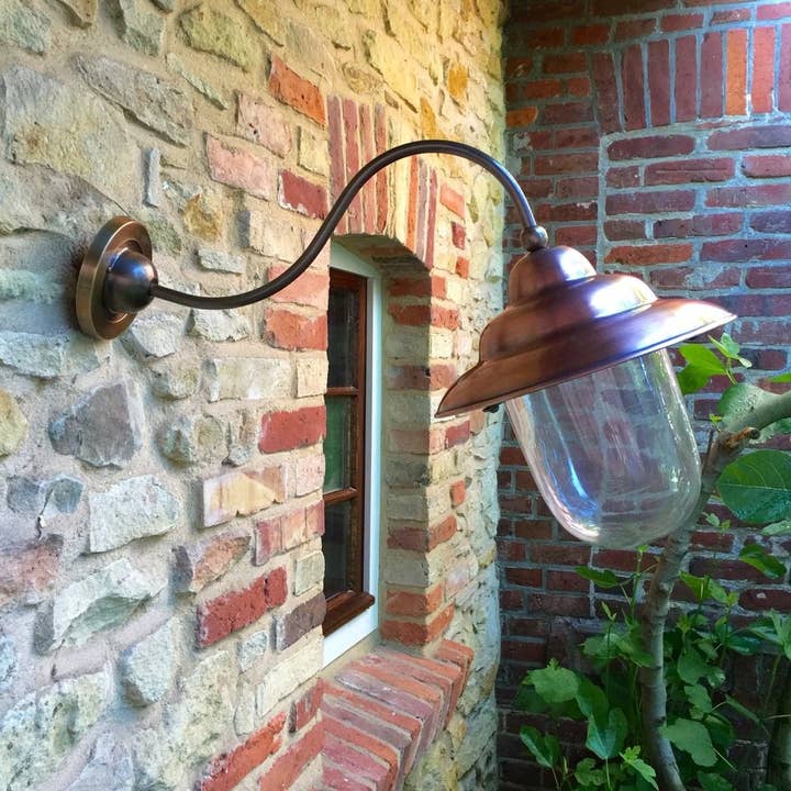 Antikas - Wholesale Outdoor/Lawn Light - Wall Lamp With Large Shade, Retro Lamp With Copper+Brass,