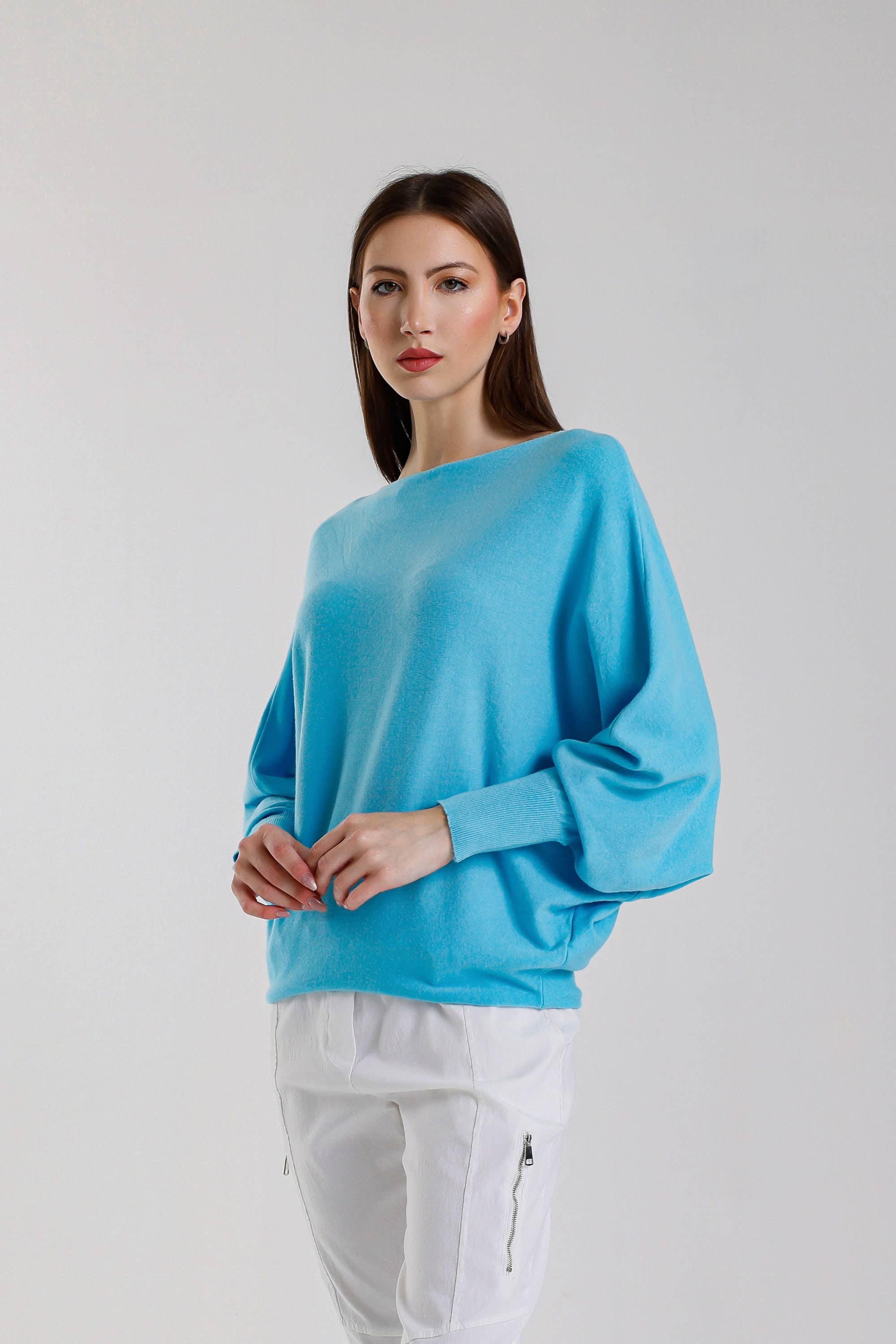 TINA Stephens Italy/Tees By Tina – Engroshandel Pullover - Dame – Mylah seriøst blød batwing sweater (BLS413)18