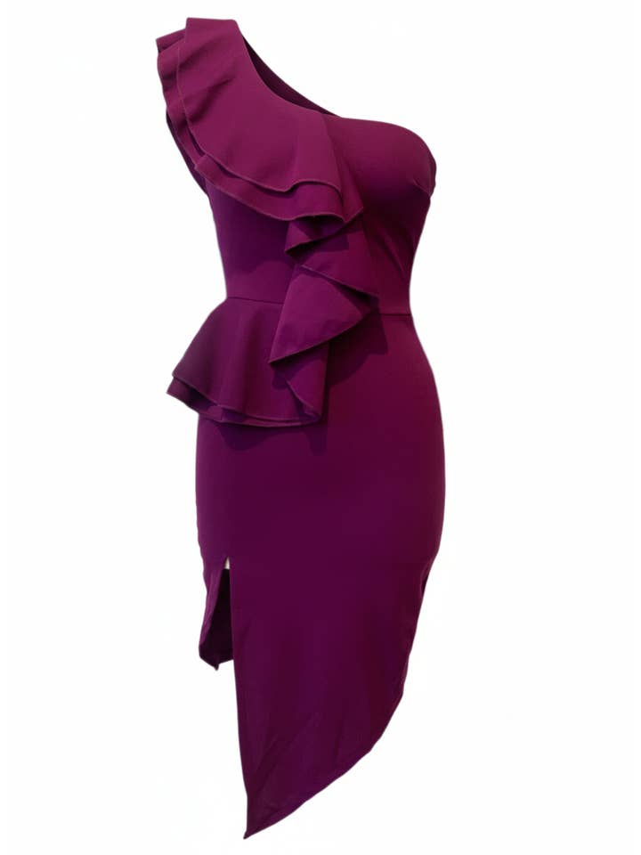 SHORT EGGPLANT DRESS 23595 for wholesale on Faire2