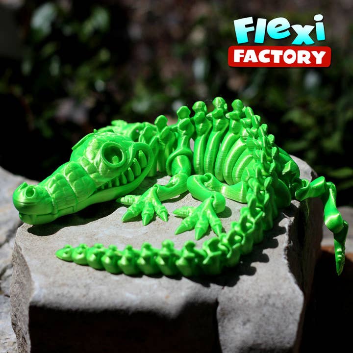 Great American Designs - Wholesale Fidget Toy - Kids - Articulating Skeleton Crocodile Toy, Flexible 3D Printed Toy