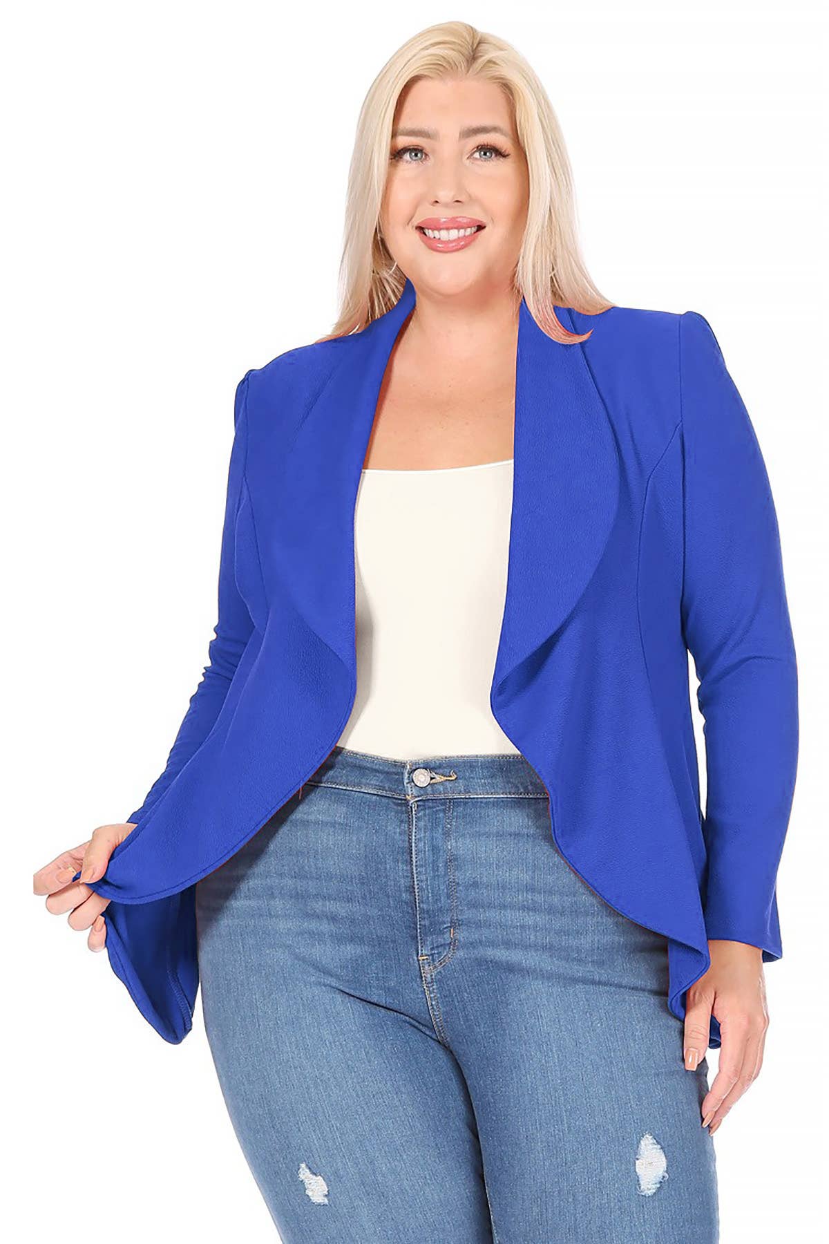 MOA COLLECTION - Wholesale Blazer - Women's - Women's Plus Size Solid Long Sleeve Office Blazer Jacket9